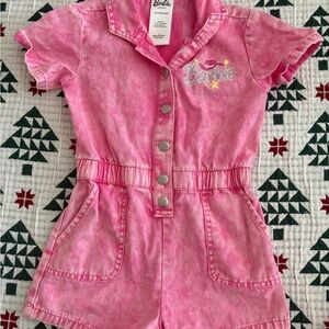 Barbie Pink Denim Romper with Buttons